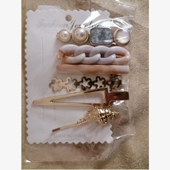🆕 Faux Pearl Decor Hair Clip Set of 6 - Picture 6 of 8